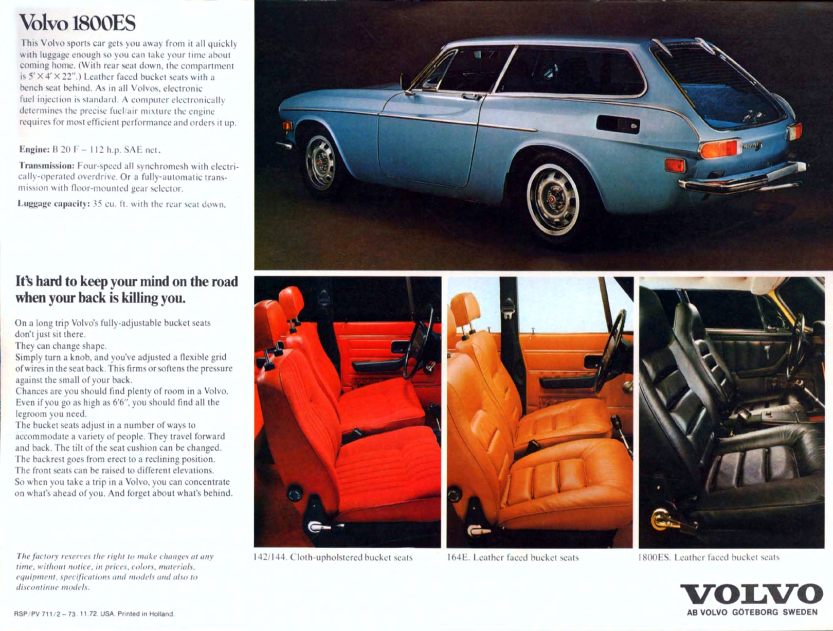 1973 Volvo Full-Line Brochure Page 2